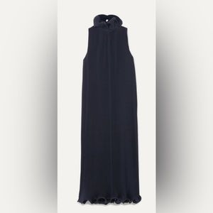 Tibi crepe pleated sleeveless dress with collar